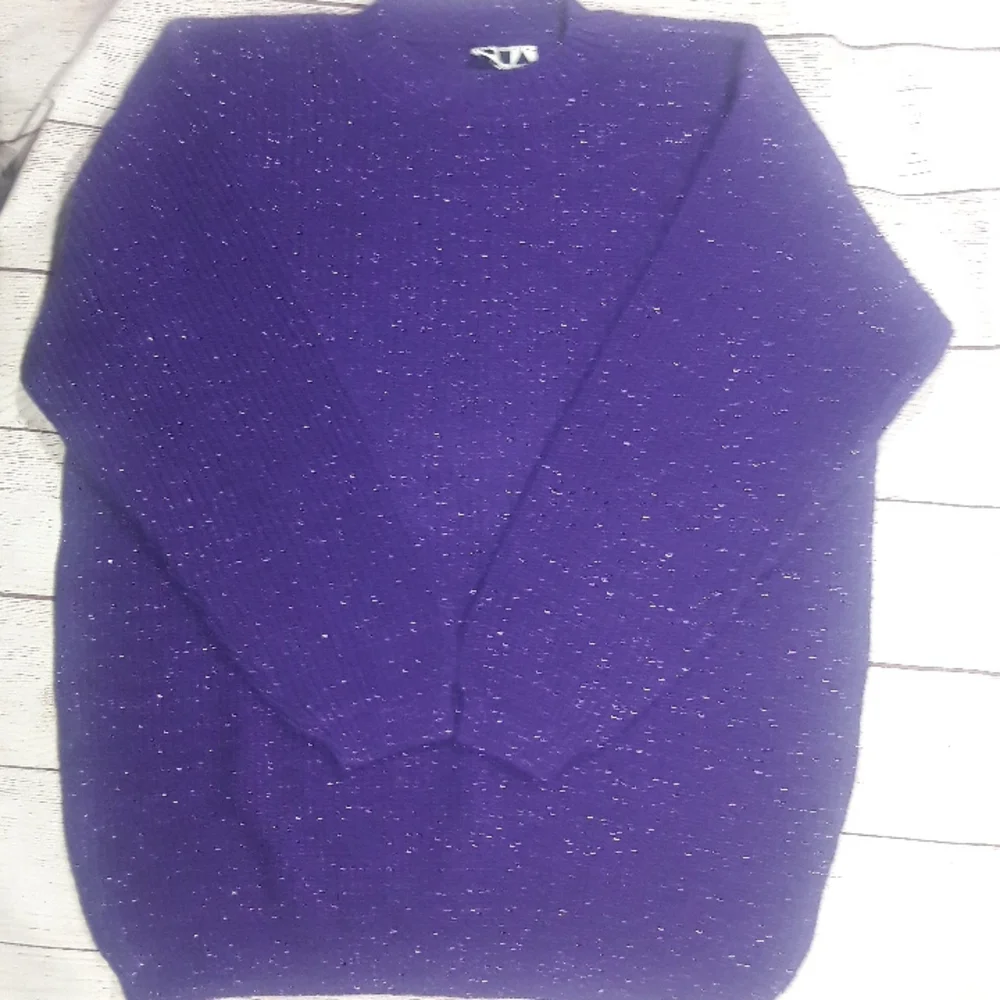Objectivity vintage purple with purple metallic woven in L/XL chunky  sweater